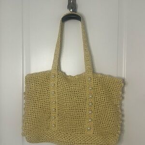 Neutral Seagrass Beachy Crochet Tote Bag